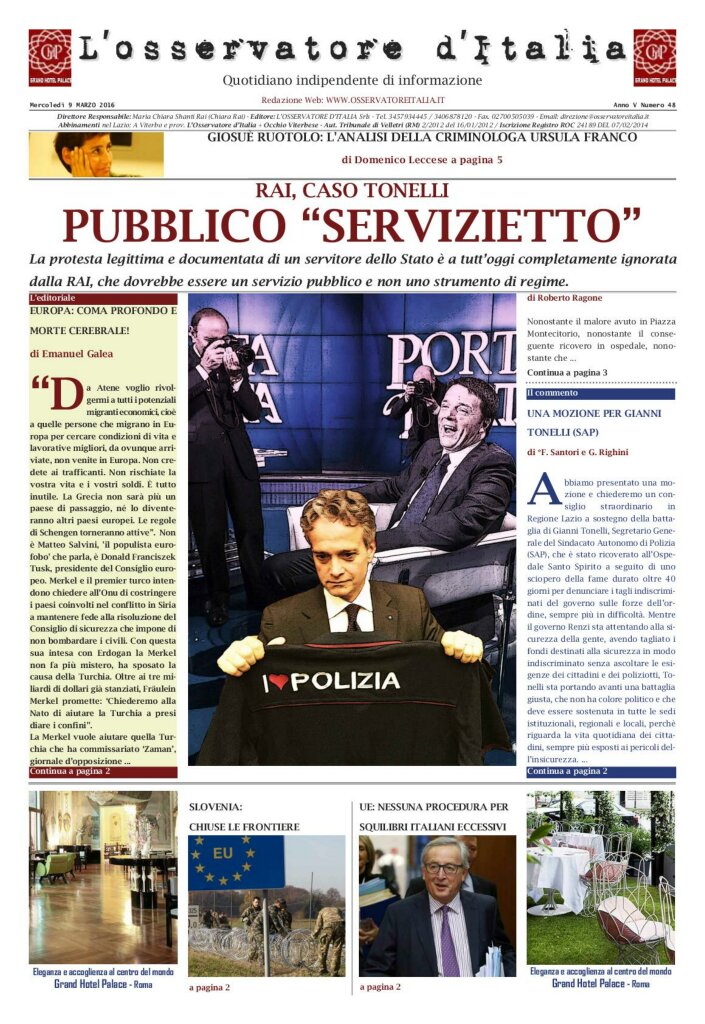 L'osservatore d'Italia edizione del 9 Marzo 2016